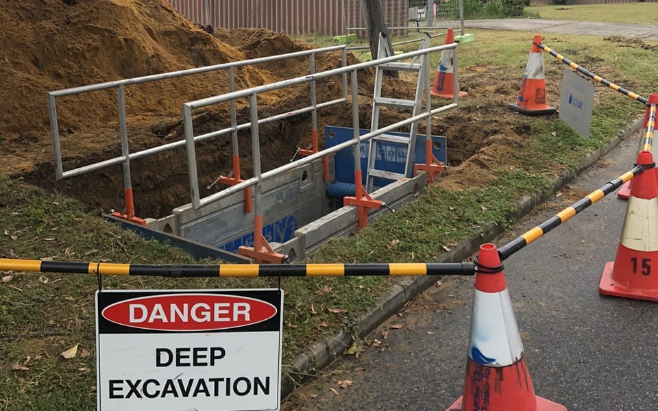 sewer junction Perth work- Danger signs